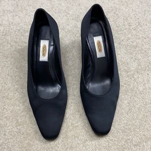 Talbots black satin block heel